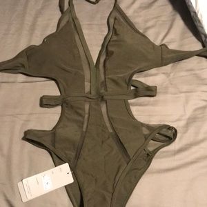 Fashion Nova olive green swim suit in medium.